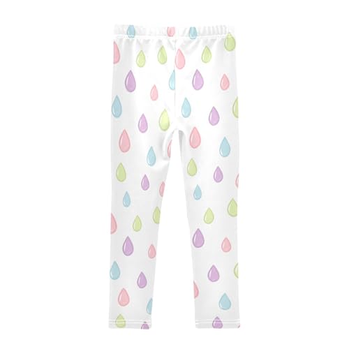 Colored Raindrops Girls Leggings,Workout Leggings for Girls Toddler Athletic Leggings Size for 3-10T2