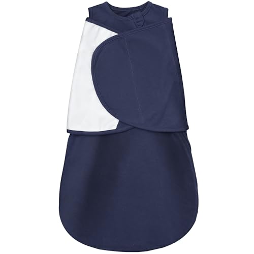 Image of AugTwig Baby Sleep Sack Swaddle,Swaddles 0-6 Months,3-Way Adjustable Wearable Transition Blanket Boy and Girl,100% Cotton,TOG 1.0(Navy Blue)