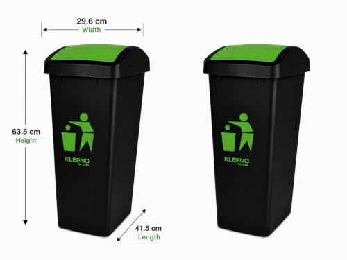 Image of Cello Plastic Garbage Swing-Lid Dustbin 48 Ltr, (Green & Green) COMBO