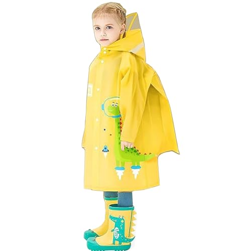 Girls Boys Raincoat Kids Rain Poncho Waterproof Jacket Rainwear Slicker Rain-Gear Yellow,2-3T2