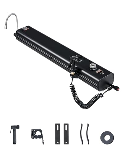 VEVOR Dachgepäckträger-Wassertank Wasserspeicher für Fahrzeuge 17 L mit 2 Spritzschutzplatten und T-Schlitz, Aluminiumtank mit hoher Druckanschluss, für Kofferräume Überrollbügel Querträger