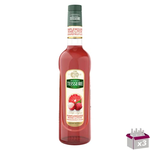Lot de 3 - TEISSEIRE - Sirop Pamplemousse Rose & Litchi - 70cL