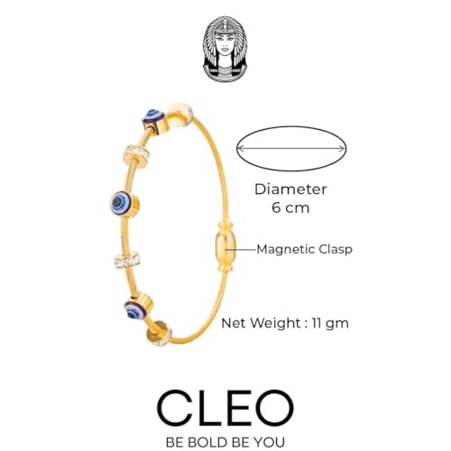 Image of Premium Gold Plated Evil Eye Bracelet Kada for Women | Anti Tarnish & Hypoallergenic | Raksha Bandhan Gift for Sister | Stylish Lucky Charm Kada