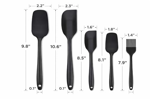 Image of Achintya 6-Piece Silicone Spatula Set | Heat Resistant Non-Stick Kitchen Utensils for Baking & Cooking | Flexible Rubber Scrapers, Basting Brush & Icing Spatulas for Mixing