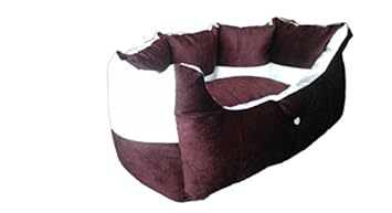 Petitude Reversable Dual(Cream - Brown)color Ultra Soft Ethenic Designer Velvet Bed For Dog & Cat(Export Quality)-Small