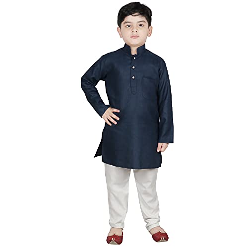Image of SG YUVRAJ Raw Silk Kurta Set for Boys