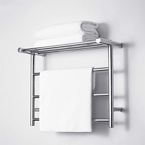 Toallero calefactado con Acabado Pulido a Espejo, Moderno radiador eléctrico para toallero, Acero Inoxidable, tamaño: 480 x 610 x 230 mm, Resistente al Polvo y al Agua, Grado