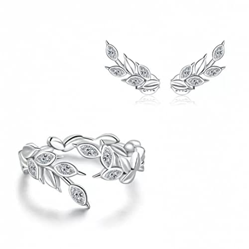 Boucles doreilles pour femmes motif ble brillant et bague doreille