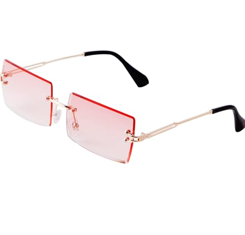 Image of Rectangle Sunglasses for Women Men Fashion Retro Rimless Frameless Tinted Lens Sun Glasses Shades 2026 Stylish