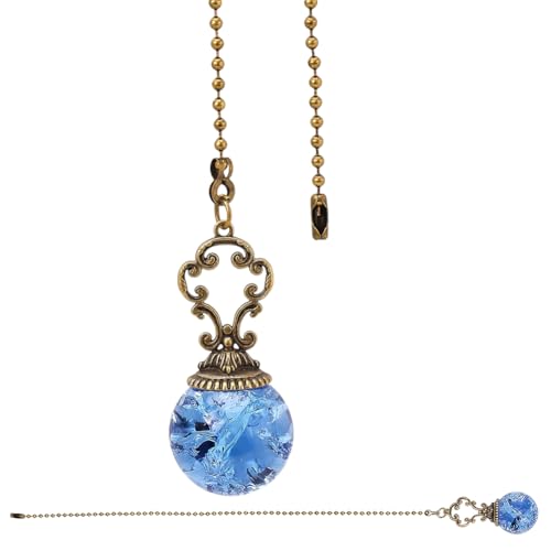 Image of GORGECRAFT 2PCS Ceiling Fan Pull Chain 15 Inches Light and Fan Cord Round Swith Connector Royal Blue Crystal Diamond Fan Pull Chain Charms Ceiling Fan Pull Chain Extenders for Ceiling Light Lamp