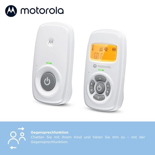 Motorola Nursery Audio-Babyphone, Gegensprechfunktion, hochempfindliches Mikrofon, LCD-Display, DECT-Technologie, Reichweite bis zu 300 Meter, Lautstärkeregelung, Batteriealarm