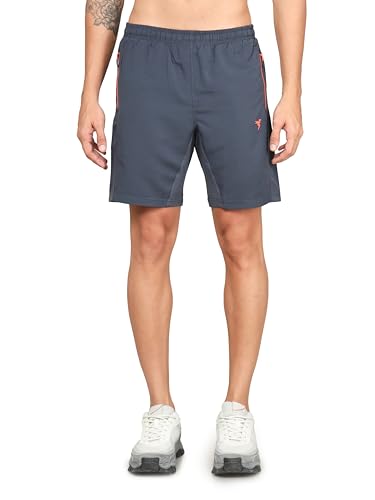Image of TECHNOSPORT Men Solid Slim Fit Sports Shorts Techno LITE UPF50+ Polyester Mid Rise Drawstring Shorts Pant for Men Gym Workout Running Cricket Casual Quick Dry