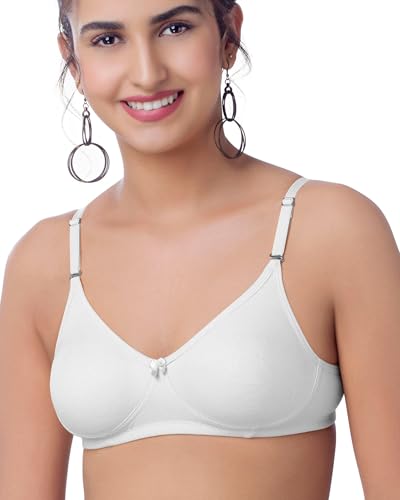 Image of Brida Monica Women's Wide Strap Bra - Soft Hosiery Cotton, Non-Padded, Wireless, Seamless Full Coverage T-Shirt Bra