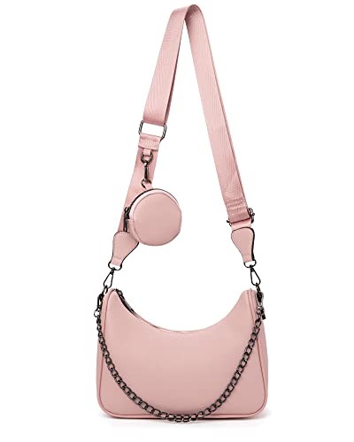 Image of myfriday Women PU Hobo Crossbody Bag, Coin Purse, 2 Straps Shoulder Purse | Anti-scratch PU, center divider, zipper pocket and coin pouch organize cosmetics, wallet and phone for commute or dates