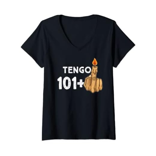 Mujer 101+1 Dedo Medio Vela De Cumpleaños Para El 102º Cumpleaños Camiseta Cuello V