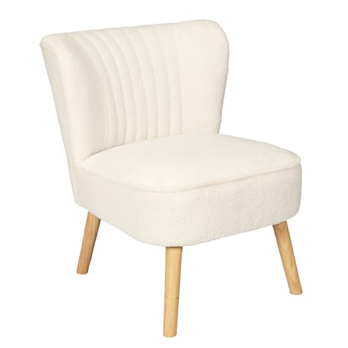 HOME DECO FACTORY - HD7631 Fauteuil Bouclette Érika - Design Moderne et Confortable - Salon ou Bureau - Utilisation Polyvalente - Taille Unique - Couleur Blanc