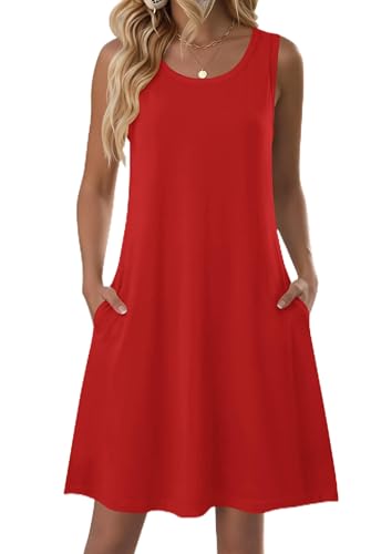 Image of Zeagoo Womens Summer Dress 2026 Sleeveless Casual A-Line Tshirt Sundresses