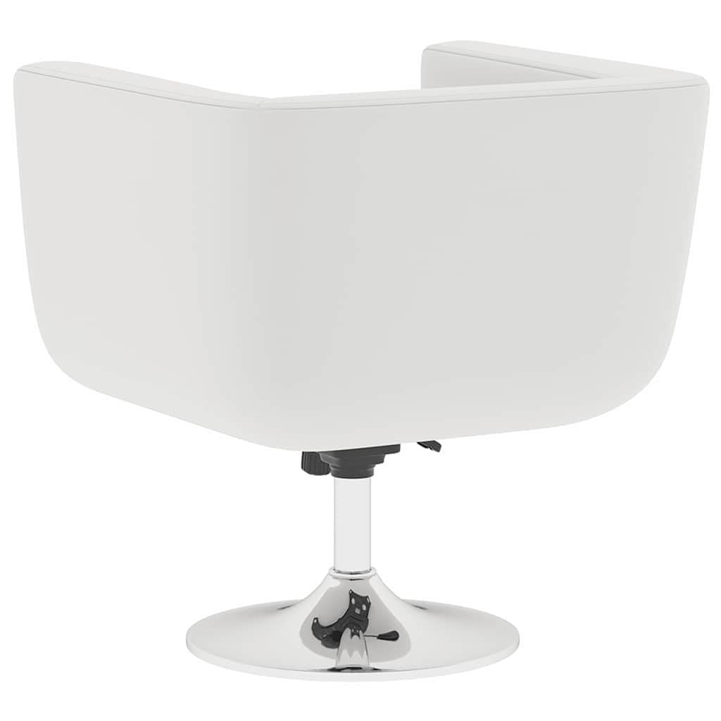 Sillón de bar moderno giratorio de piel sintética blanca, altura ajustable, base de acero cromado, para salón, dormitorio, oficina, máx. 110 kg