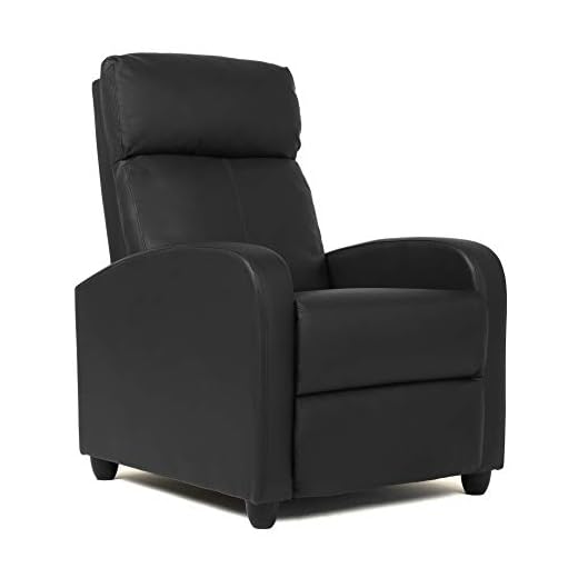 Wingback Recliner Chair Leather Single Modern Sofa Home Theater Seating for Living Room (Black)