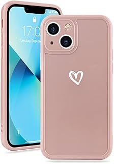 Micoden for iPhone 13 Phone Case Cute Girls Silicone Shockproof Protective Bumper Cases with Love Heart Pattern Design for iPhone 13 Pink