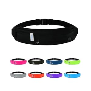 WATERFLY Running Belt Fanny Pack:Phone Holder Belt for Men Women | Lightweight, Soft and breathable fabric,SBS zipper, Adjustable waist belt, Zero bounce, Suitable for running workout Fitness