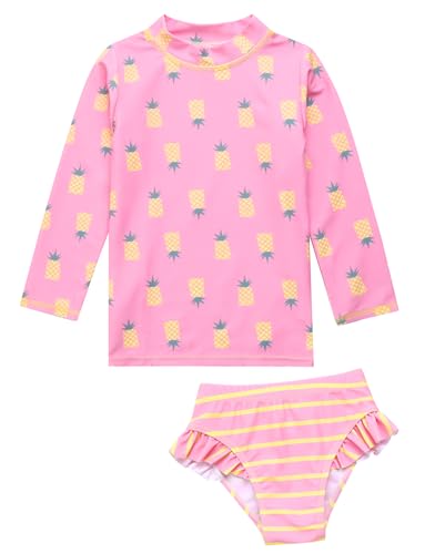 Image of VAENAIT BABY Girls Rash Guard Swimsuit UPF 50+ Long Sleeve Toddler Bathing Suit Ribbon Stawberry Floral Fruit for 2~8Years