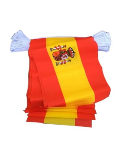 JCUIyon Banderines de Banderas de España, 14x21cm, 20 Unidades/Juego, banderines de Cadena de España, banderines, decoración for Fiestas y Vacaciones