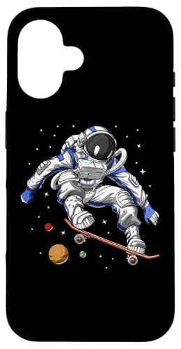 Carcasa para iPhone 16 Espacio Astronauta Patinador Skater andar en monopatín
