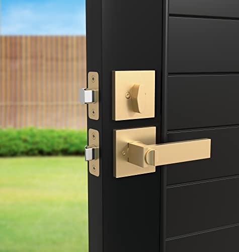 Mega Handles Entry Combo I Entry Lever Door Handle And Single Cylinder Deadbolt Lock And Key Combo Pack - Heavy Duty Square Locking Lever Set For Left Or Right-Handed Doors - Satin Brass #TOP1