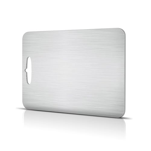 Tabla de Cortar de Acero Inoxidable 35,5 x 25,4 cm – Tabla de Corte Alimentaria de Acero Inoxidable 304, de Doble Cara para Carnes y Verduras, Amigable con Cuchillos, Antideslizante y Fácil de Limpiar miniatura 1