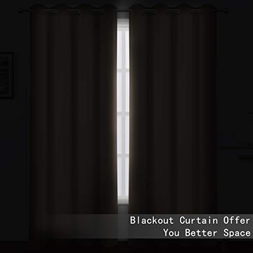 Image of LEMOMO Blackout Curtains 66 x 84 inch /Cappuccino Curtains Set of 2 Panels /Thermal Insulated Room Darkening Bedroom Curtains