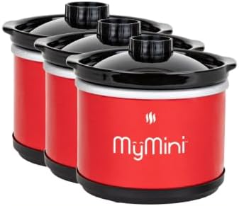 My'~Mini 20 Oz Chocolate Fondue Dipping Pot, 40-Watts, Nonstick Ceramic ~ (Red) ~ (5.9" x 5.9", 2.4 Lb). - 3 PACK