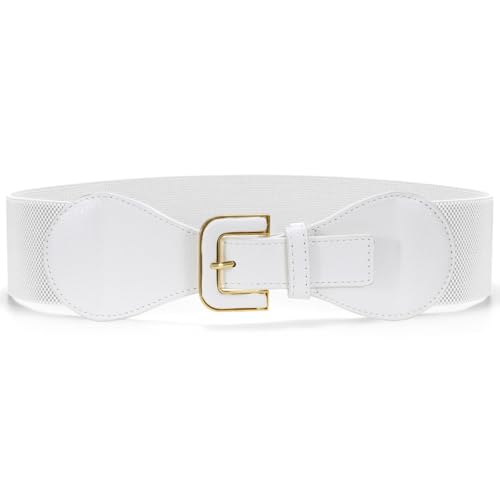 SUOSDEY Wide Waist Belt for Women Dresses Elastic Chunky Belt with Gold Buckle Fashion Thick Stretchy Ladies Belt