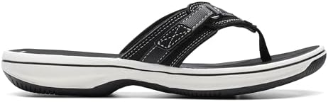 Clarks womens BREEZE SEA Flip Flops, Black, 8 US - 1