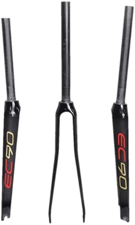 1-1/8" 700C 3K T800 Full Carbon Fiber Rigid C-Type Clamp Brake Road Bike Fork, 28.6mm Threadless Straight Tube Superlight Bicycle Front Forks Expander Top Cap