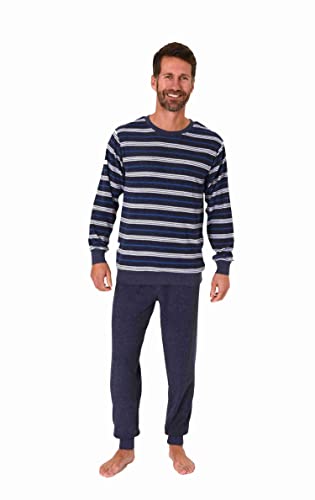 Herren Schlafanzug Aus Frottee - Kuschelig Warmer Pyjama Mit Bündchen Für Den Winter