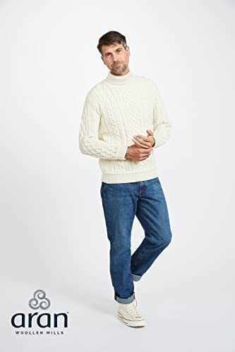 Aran Irish Sweater for Men's High Neck 100% Supersoft Merino Wool Cable Knitted Pullover Made in Ireland3