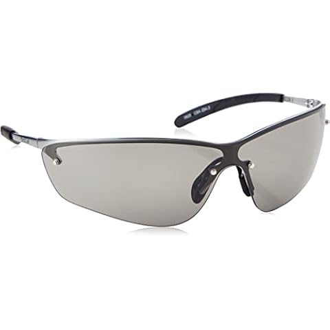 Bolle SILPSF Glasses Metal Frame with Tipgrip PC Anti-Scratch and Fog Lens, Smoke Cover