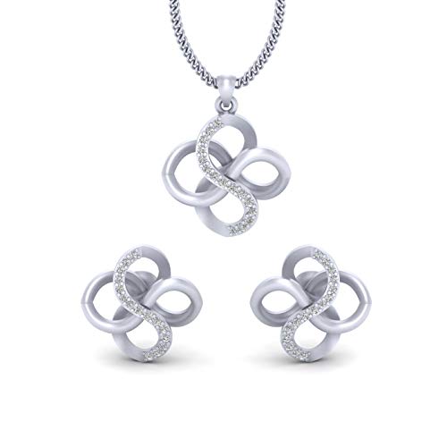 Juego de pendientes con colgante de diamante natural 0,22 TCW plata de ley 925