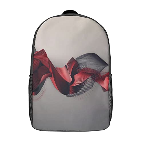 Sac d'école unisexe rouge 17 pouces avec imprimé 3D dynamique pour ados