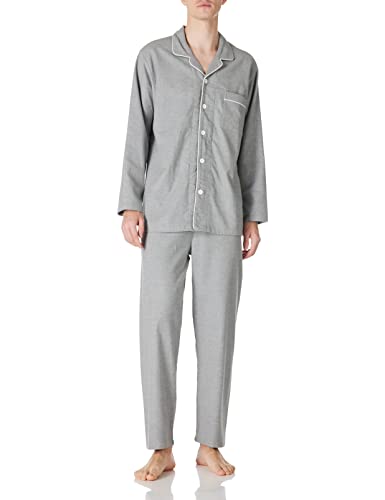 JSTEX Fannel Pajamas for Men 100% Cotton Pajama Set Long Sleeve Button Down Men's Sleepwear Soft Mens Pjs Set