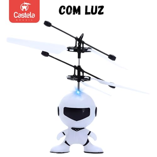 Robo Branco Brinquedo Voador Sensor De Mão Luz Robô Que Voa Castela