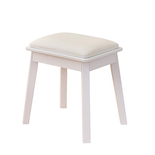 Image of JIVOIT Modern Makeup Vanity Desk with Mirror, Dressing Table Set with Stool, Unique Fluted Waveform Panels, Space-Saving Vanity Set with 4 Drawer, Strong Metal Legs, Easy Assembly (White / /3)