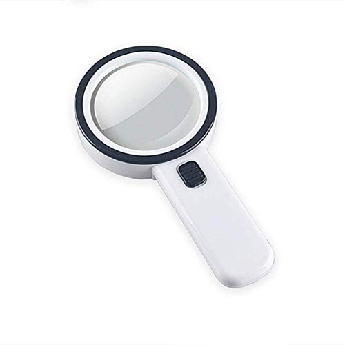 Lupa de 30 aumentos de alto aumento con 12 luces LED, lente óptica HD portátil de mano para lectura, identificación de mapas, monedas y rocas