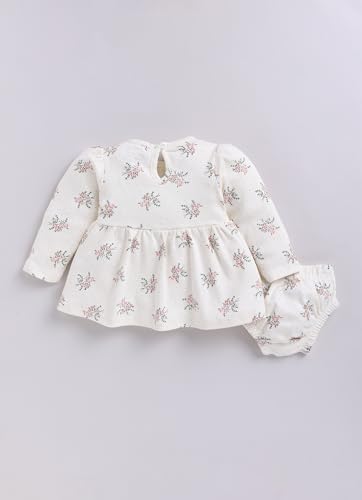 Image of Smart Baby Girl's Cotton Floral Print Long Sleeve Babydoll Top & Bloomer Set | Soft & Breathable Infant Spring Dress Outfit