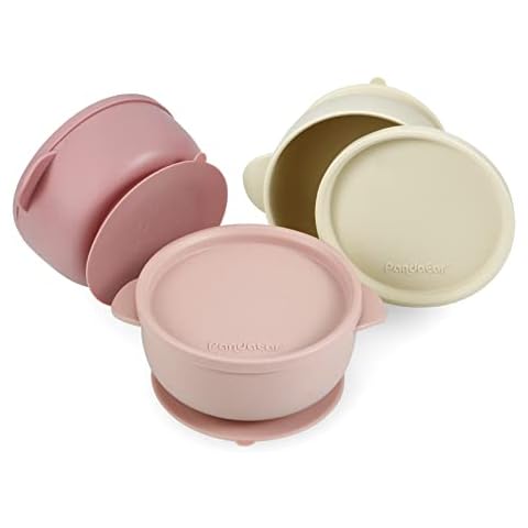 PandaEar Silicone Baby Bowls with Suction Cover