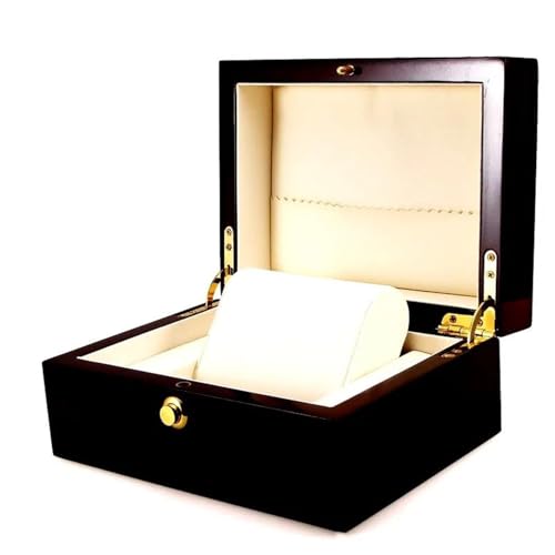 PASPRT Caja de almacenamiento para pendientes, caja de exhibición portátil, organizador de San Valentín, caja de reloj de madera con (18 x 18 x 9 cm), caja de joyería para aretes