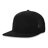 Salt Mafia 7-Panel Flat Brim Water-Resistant Performance Snap Back Hat, Blackout