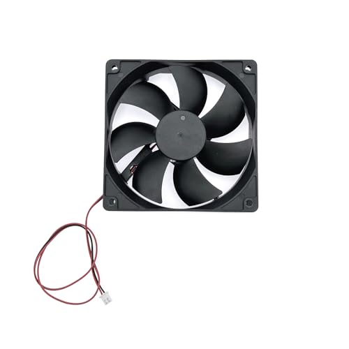 JZK 2 pcs DC 12V cooling fan 12cm, 12025 Low Noise dual-ball bearing fan, 120mm brushless fan for ice machine, fan heater, cooler, PC case fan, 120x25mm - Image 3