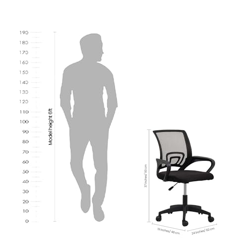 Image of Royaloak Aero Mesh Medium Back Office Chair | Ergonomic Study Chair with Breathable Nylon Mesh, Cushioned Seat & Height Adjustment | 360 Swivel, Fixed Armrests & Smooth Caster Wheels